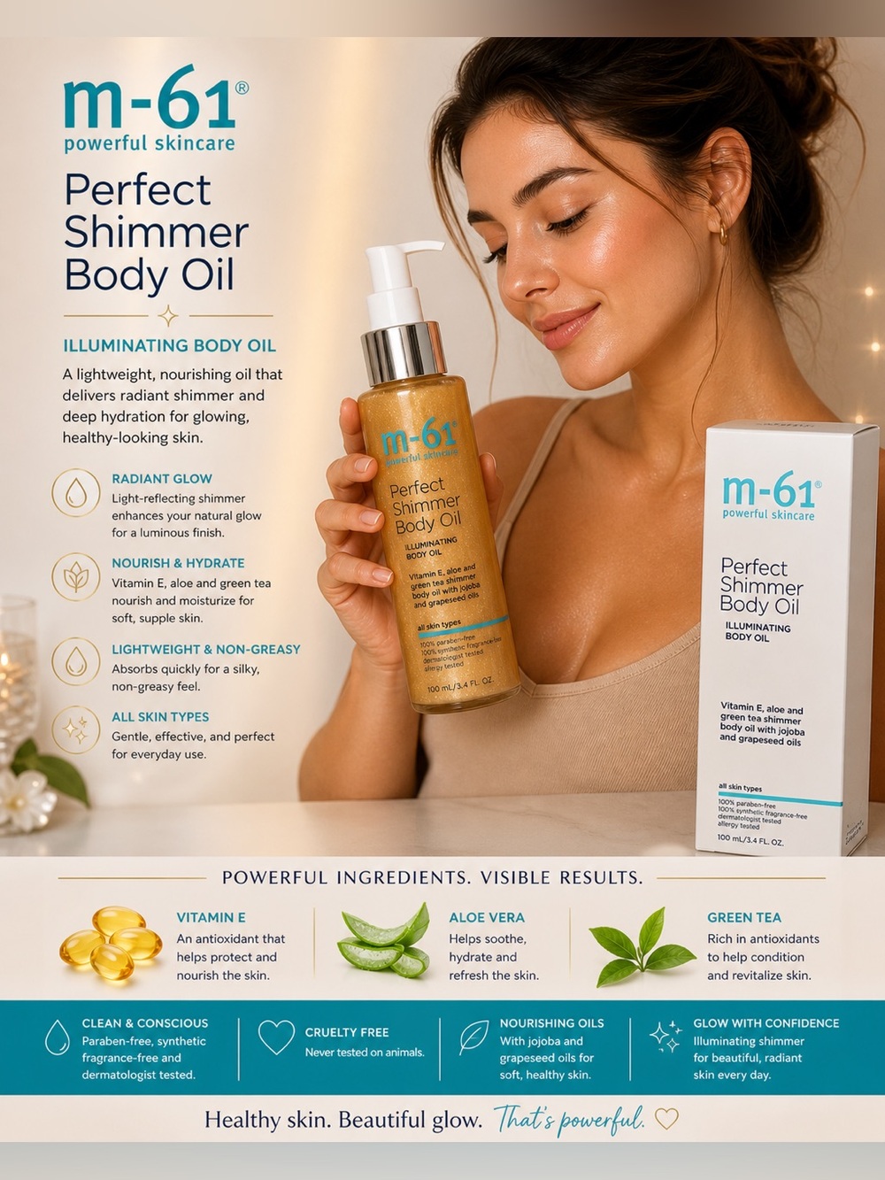 m-61 Perfect Shimmer Body Oil — Illuminating Gold Body Oil